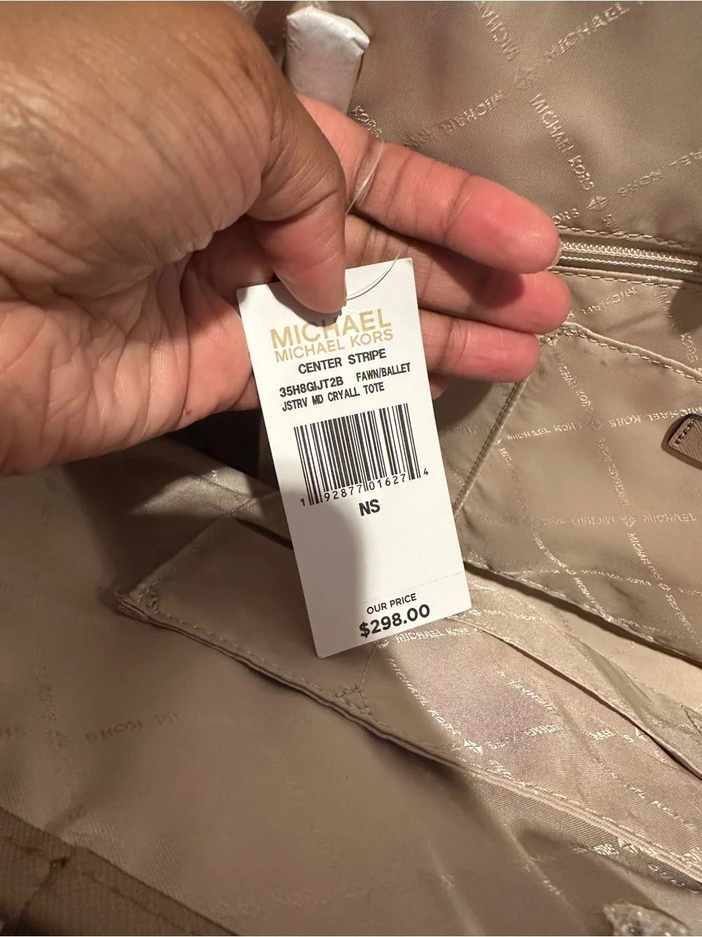 Michael Kors Blush Pink Signature Tote with Center Panel and MK Charm